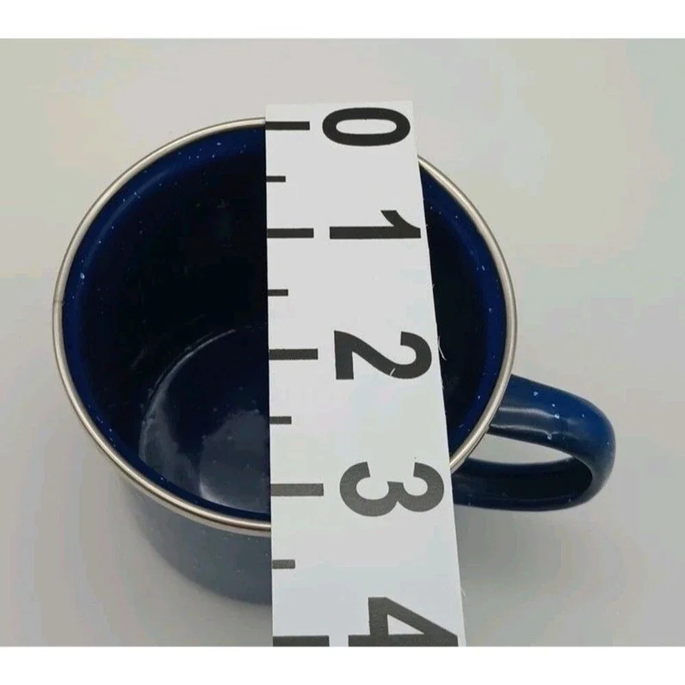 Large Blue Enamel Mug For Picnic Camping Durable For Hot or Cold Drink